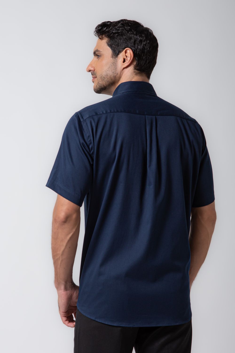 Camisa Algodão com Elastano MC Azul Escuro