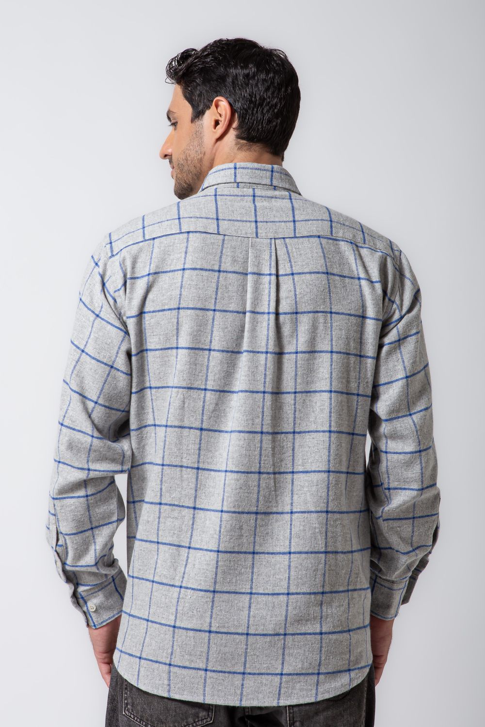 Camisa Xadrez em Flanela ML Cinza