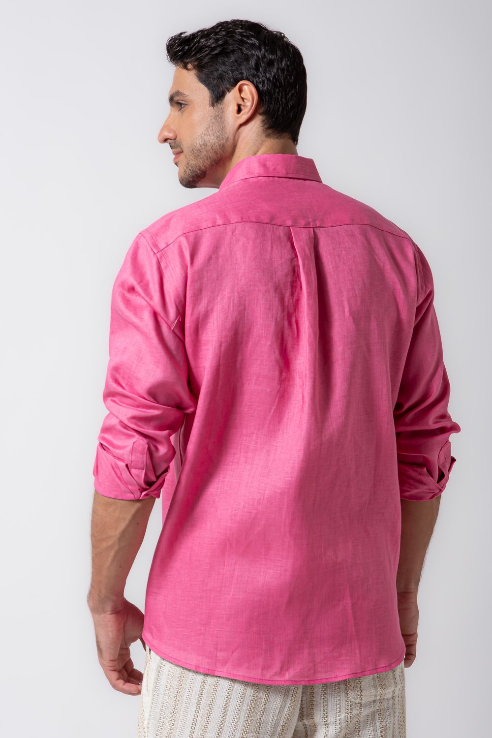 Camisa em Puro Linho ML Salmão