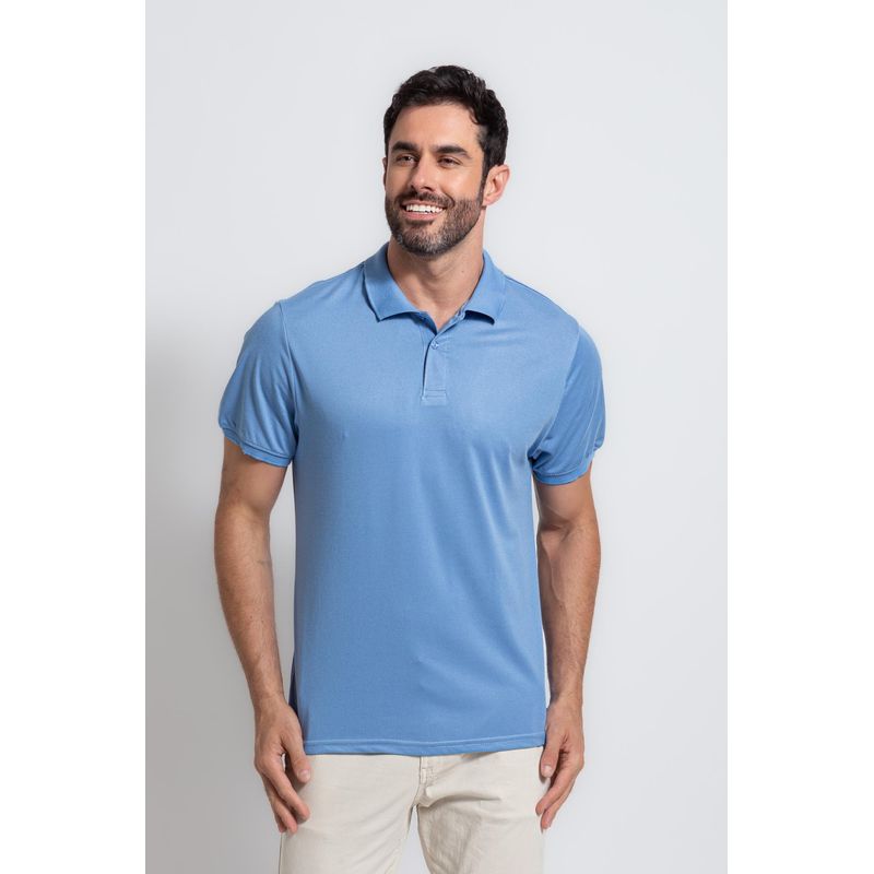 Camisa Polo MC Azul Médio