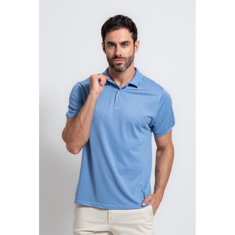 Camisa Polo MC Azul Médio