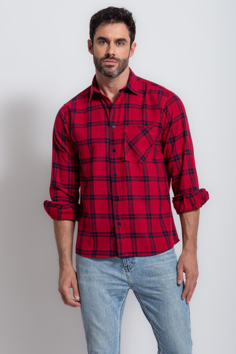 Camisa Xadrez em Flanela ML Bordo