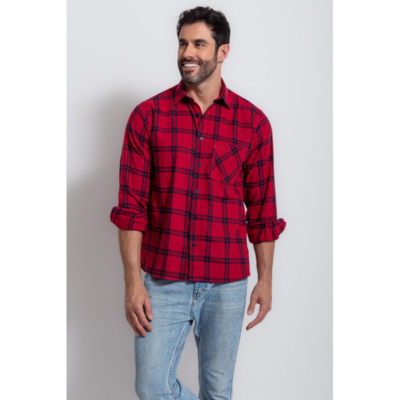 Camisa Xadrez em Flanela ML Bordo