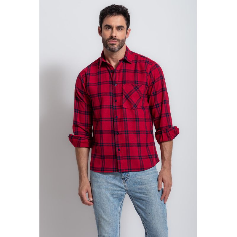 Camisa Xadrez em Flanela ML Bordo