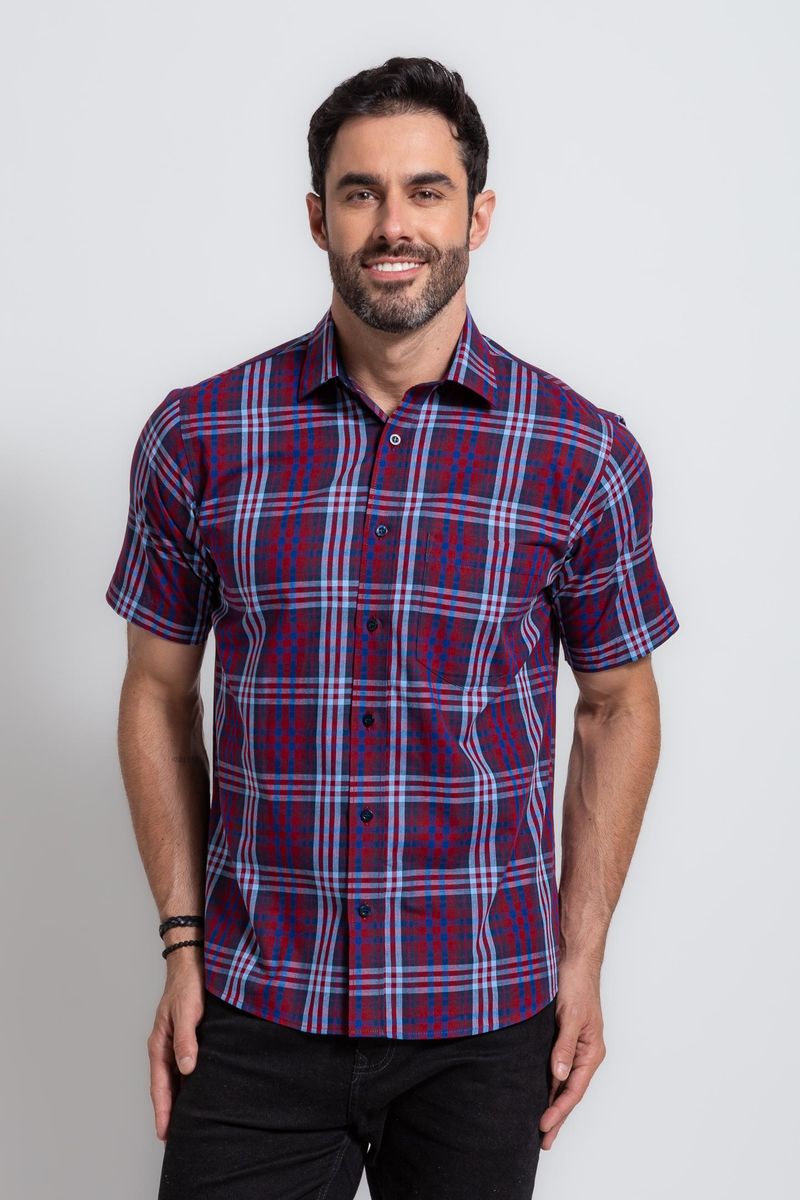 Camisa-Xadrez-em-Algodao-MC-VERMELHO-ESCURO-045-19446-09