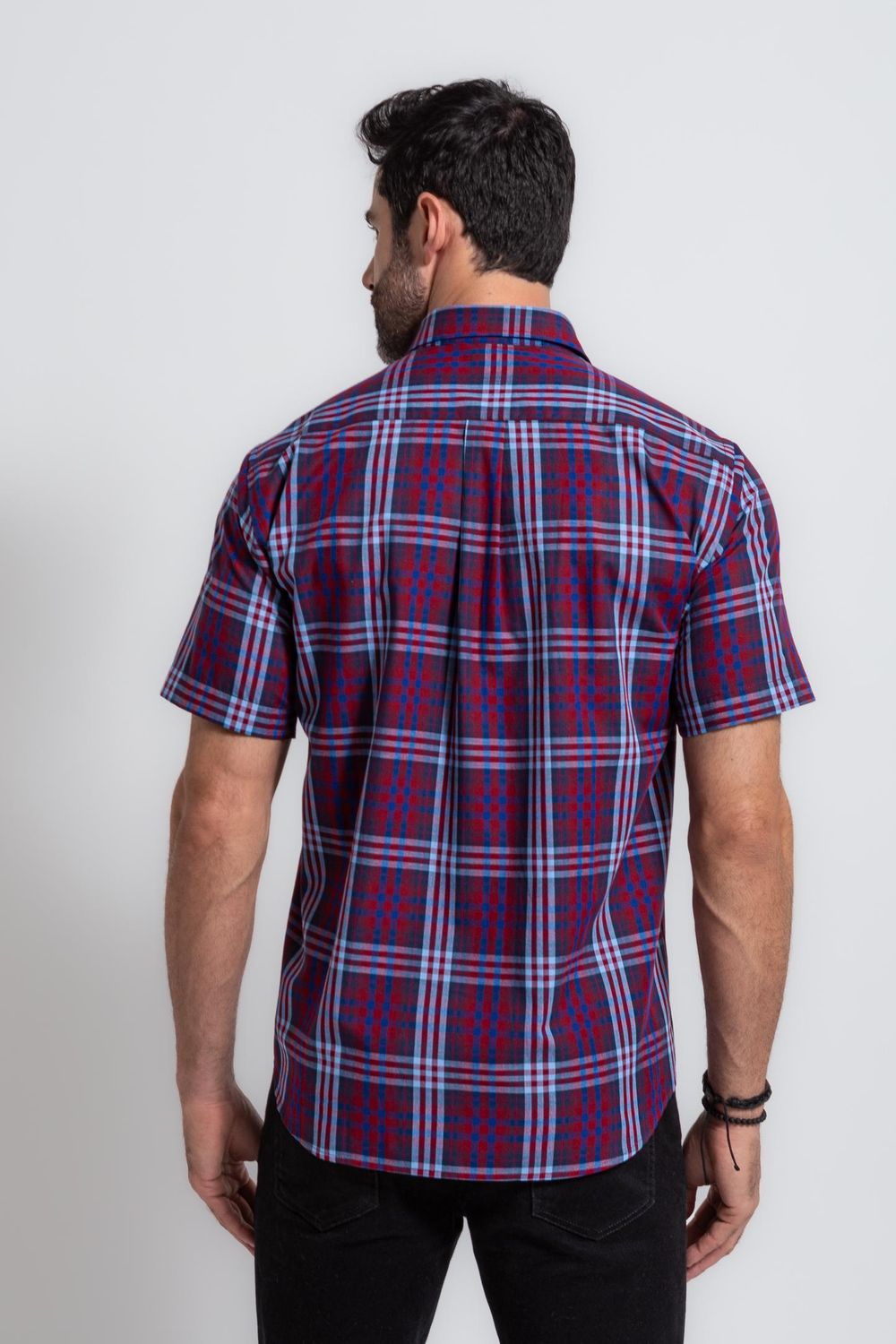 Camisa Xadrez em Algodão MC Bordo