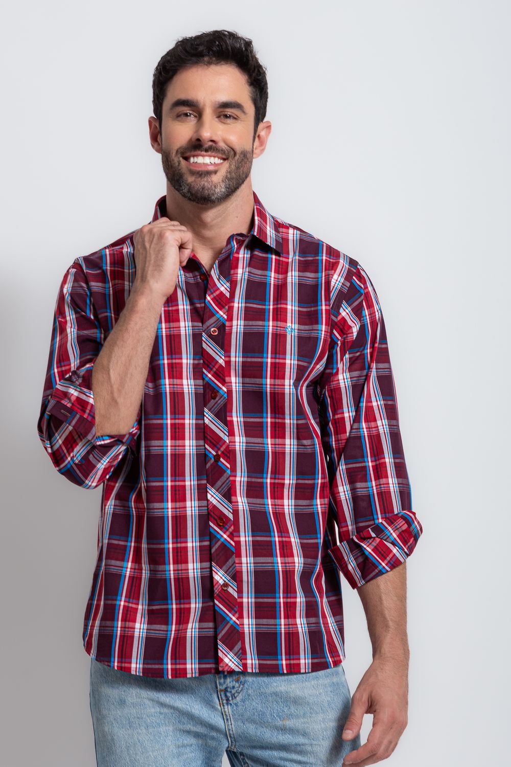 Camisa Xadrez Algodão ML Bordo
