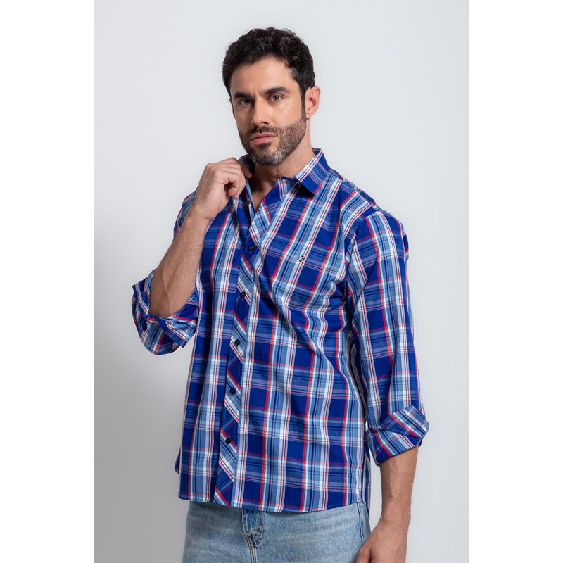 Camisa Xadrez Algodão ML Azul Escuro