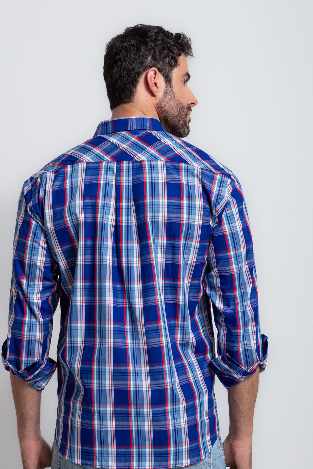 Camisa Xadrez Algodão ML Azul Escuro