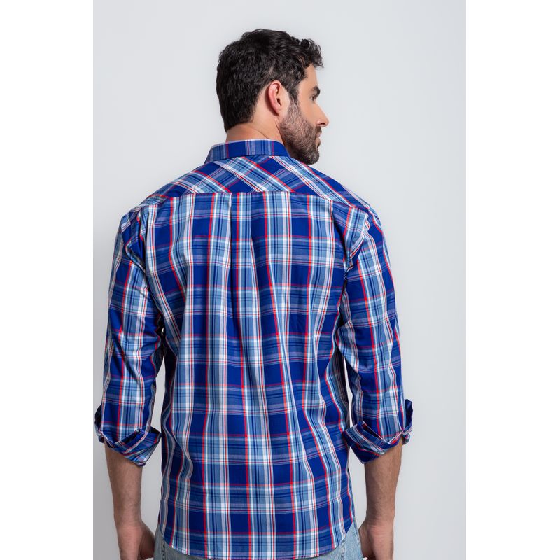 Camisa Xadrez Algodão ML Azul Escuro