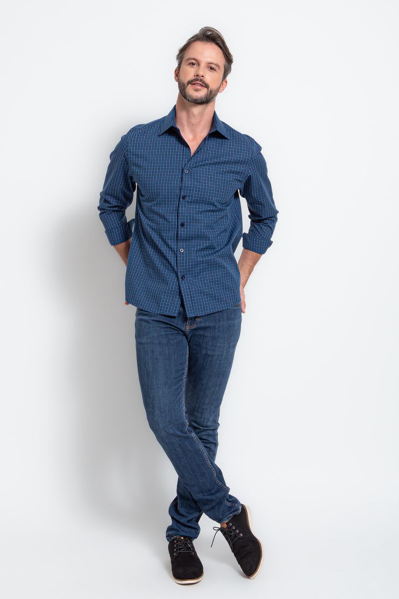 Camisa-Slim-Xadrez-Algodao-ML-AZUL-BIC-529-19473-02