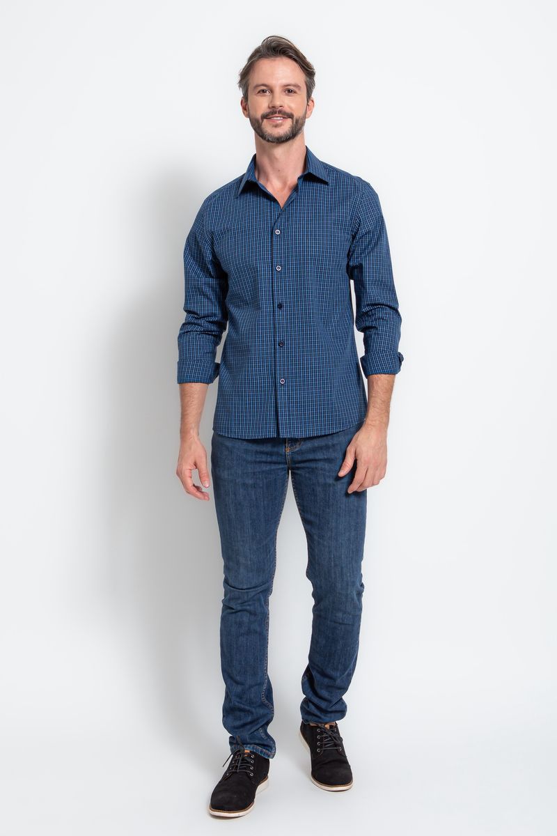 Camisa-Slim-Xadrez-Algodao-ML-AZUL-BIC-529-19473-02