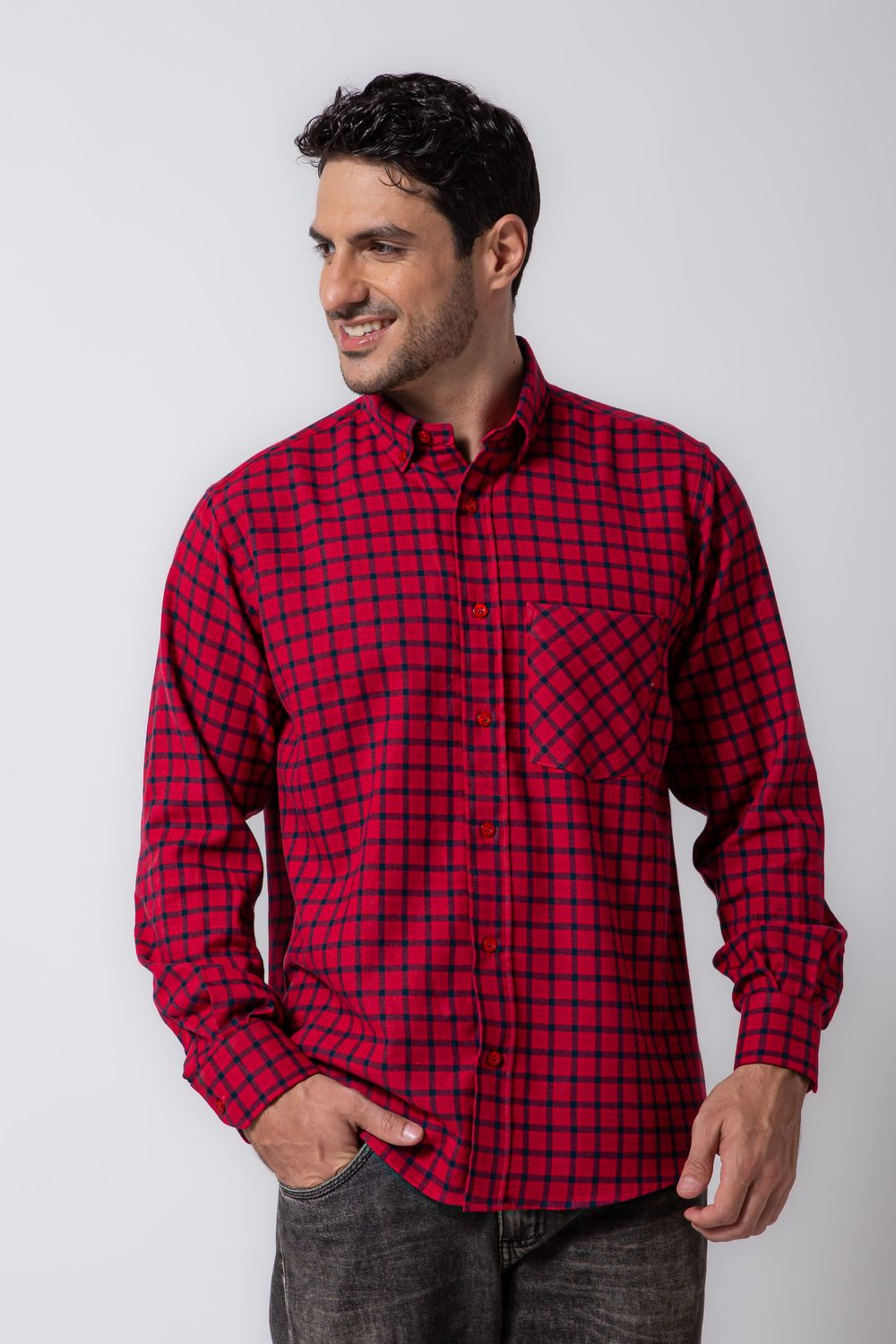 Camisa Xadrez em Flanela ML Bordo