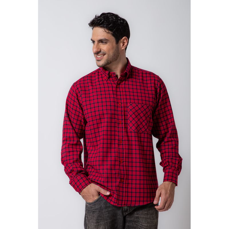 Camisa Xadrez em Flanela ML Bordo