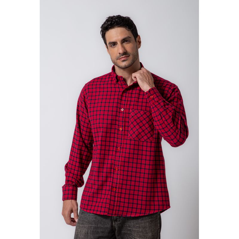 Camisa Xadrez em Flanela ML Bordo