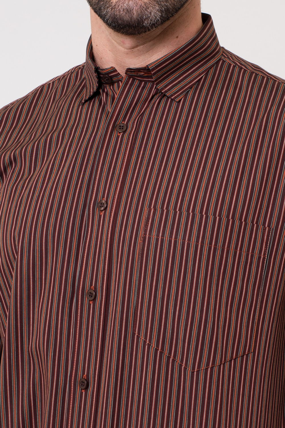 Camisa Listrada Algodão ML Laranja