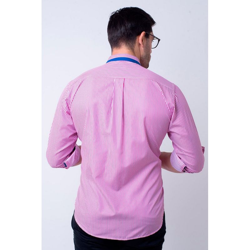 Camisa Listrada Algodão Fio 60 ML Rosa