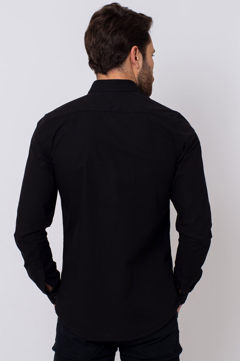 Camisa Slim Algodão ML Preto