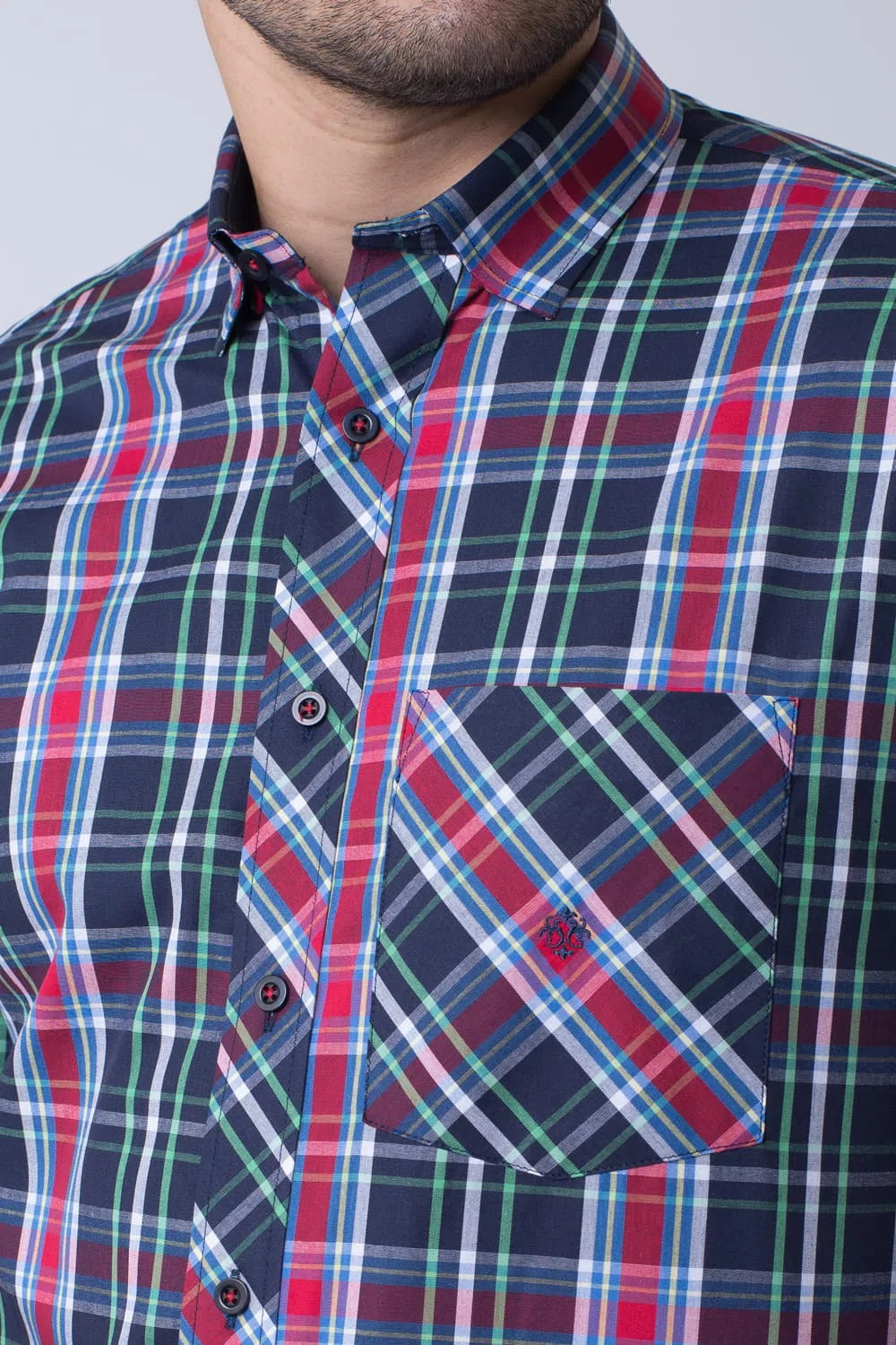 Camisa Xadrez Algodão ML Azul Médio