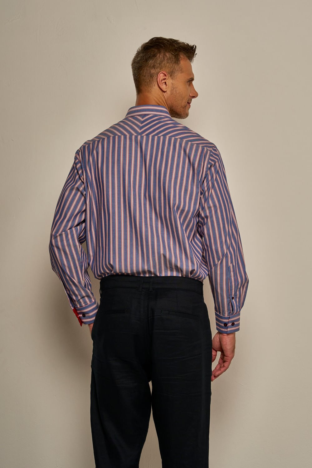 Camisa Listrada Algodão ML Vermelho