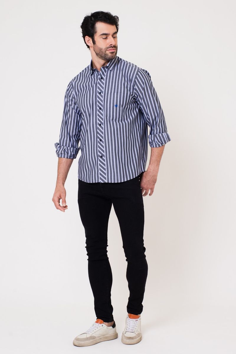 Camisa-Listrada-Algodao-ML-GRAFITE-CLARO-1-233-09460-02