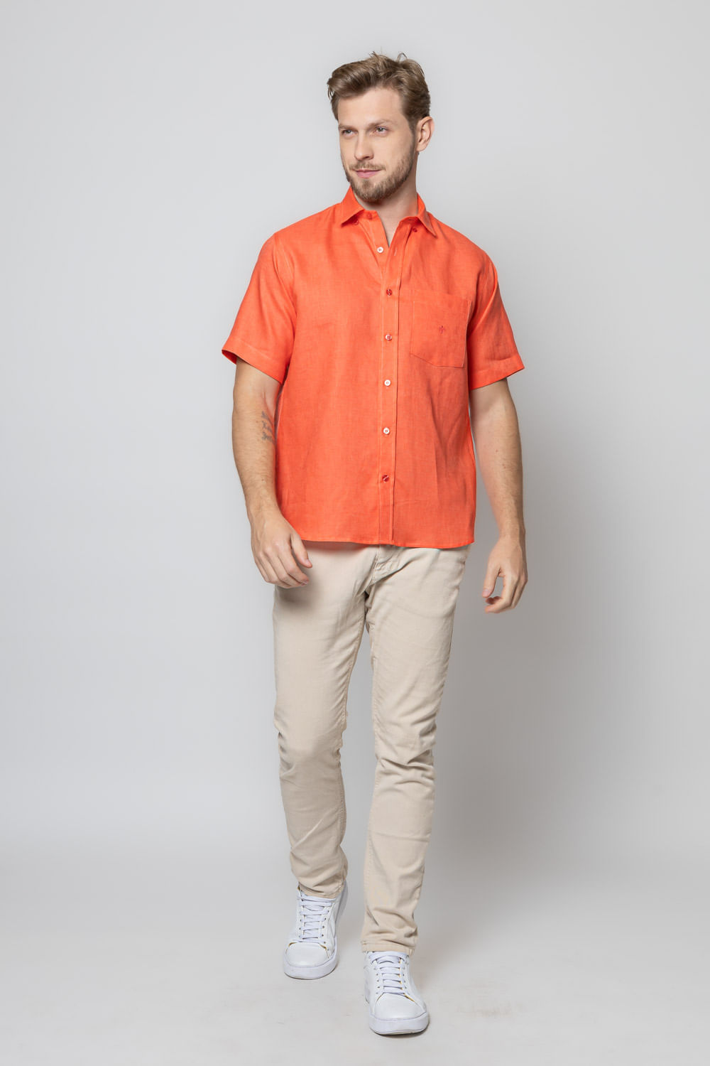 Camisa Puro Linho MC Salmão
