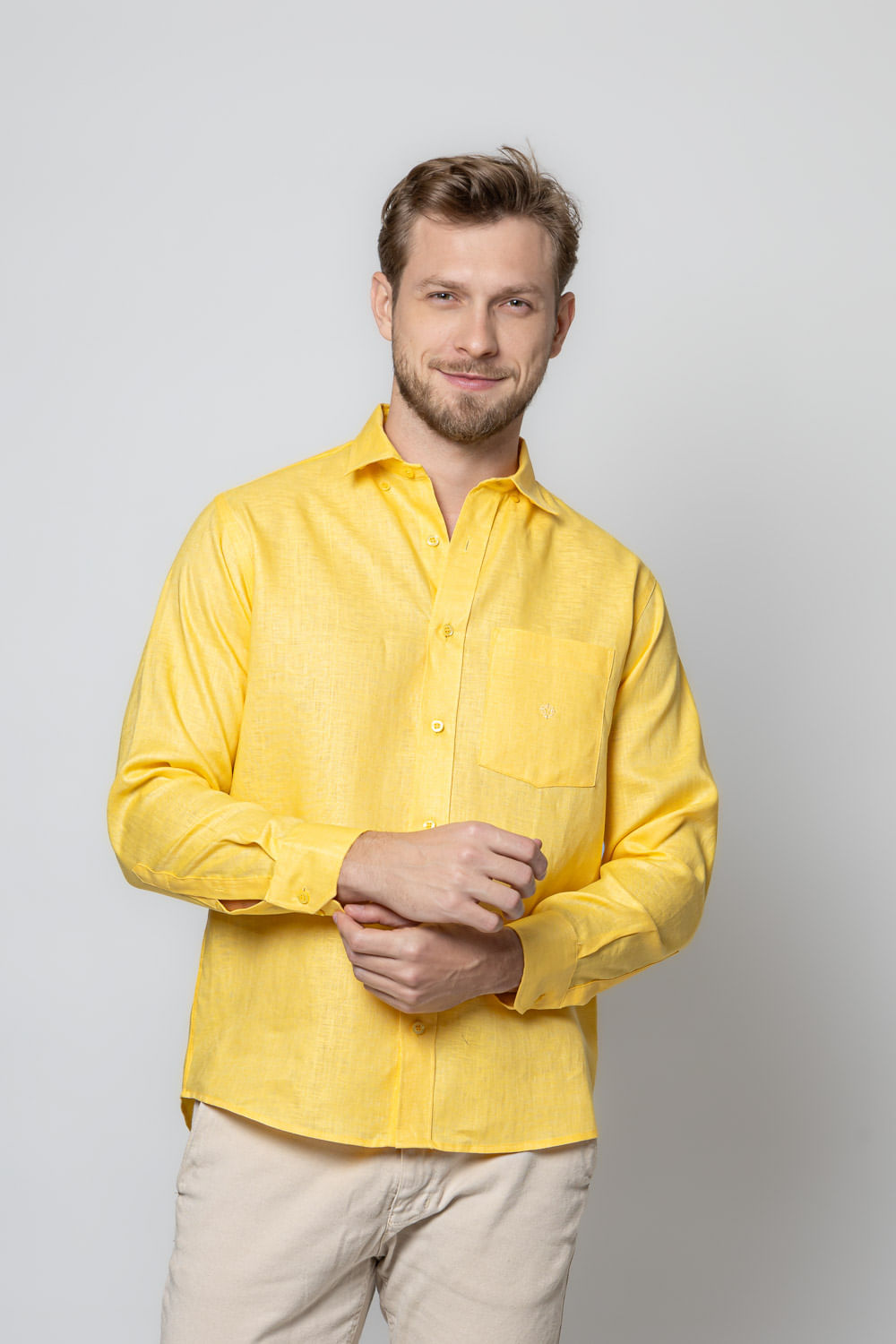 Camisa Puro Linho ML Amarelo