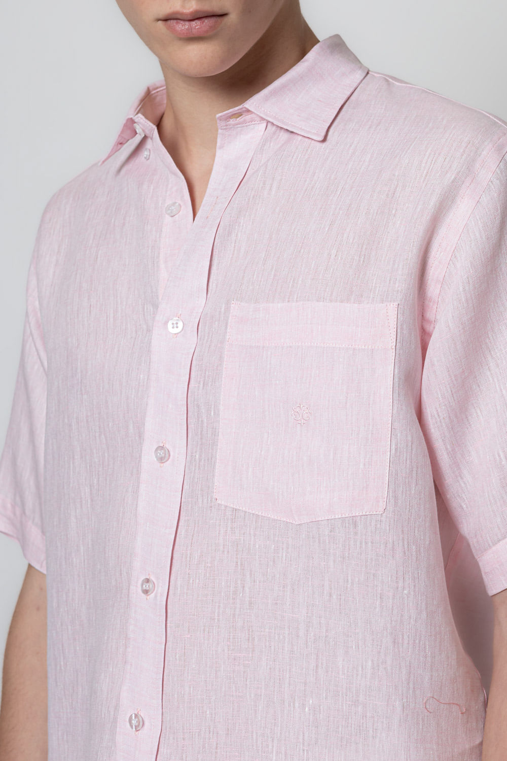 Camisa Puro Linho Mescla MC Rosa