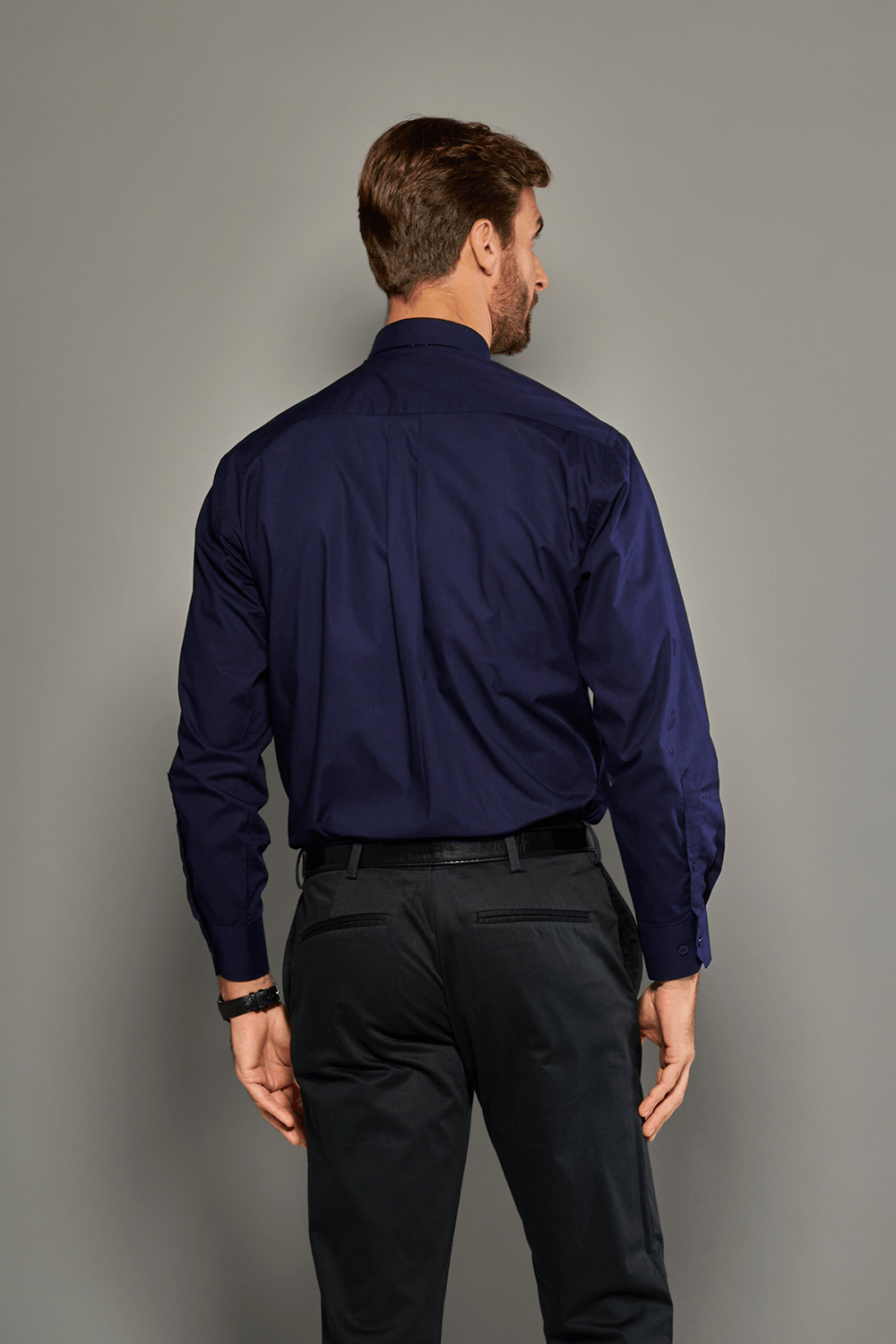Camisa Social Algodão Fio 50 Azul Escuro