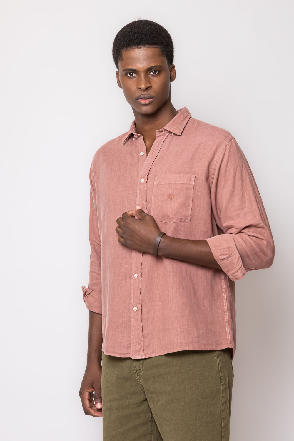 Camisa em Puro Linho Tinturado ML Rosa