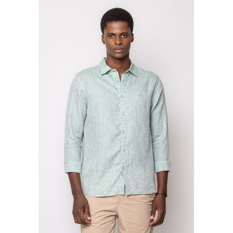 Camisa Slim Linho Mescla ML Verde