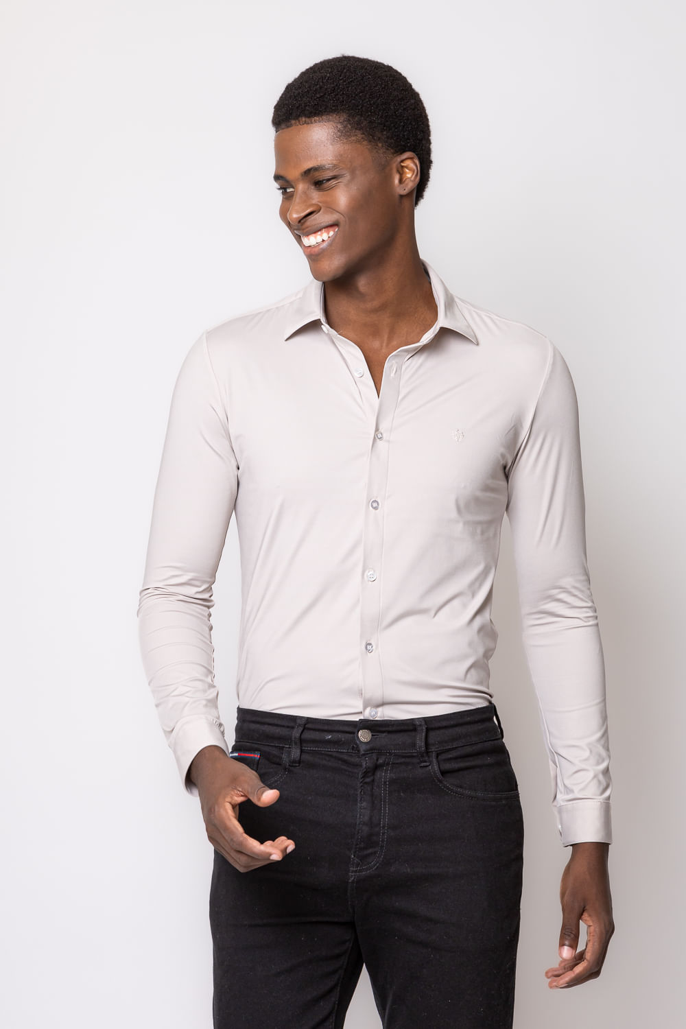 Camisa Social Bi-Stretch Bege