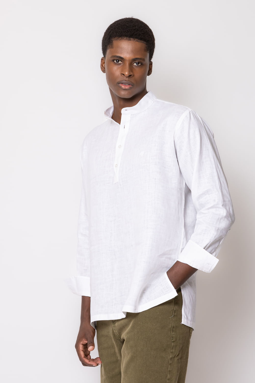 Camisa Bata Puro Linho ML Branco