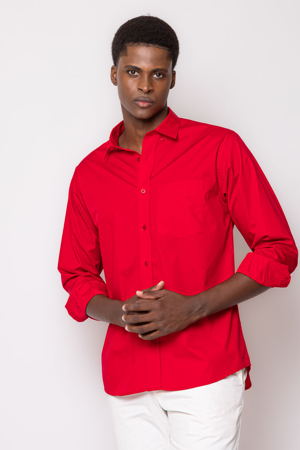 Camisa Social Algodão Fio 50 Vermelho