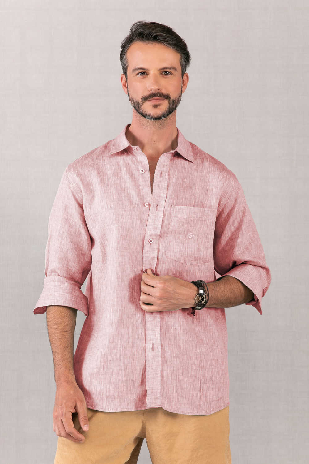 Camisa Puro Linho Mescla ML Rosa