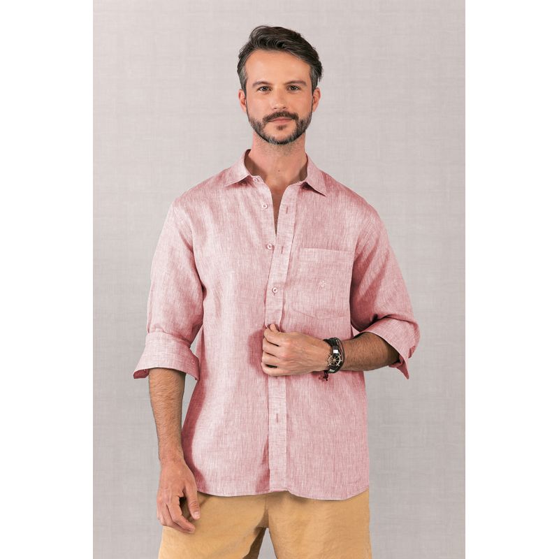 Camisa Puro Linho Mescla ML Rosa