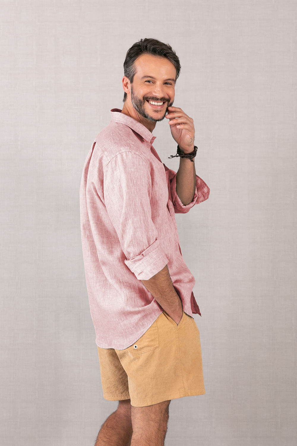 Camisa Puro Linho Mescla ML Rosa