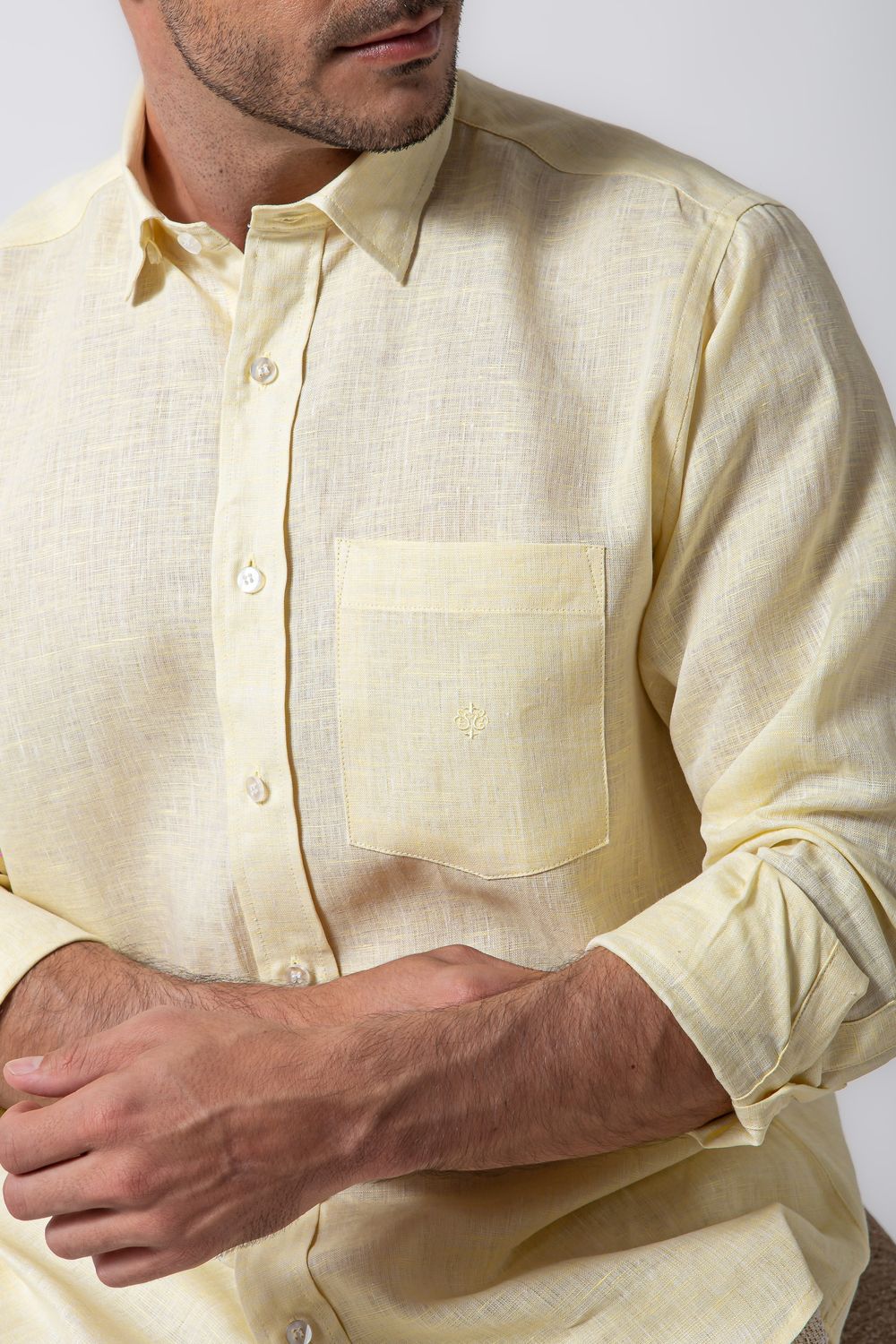 Camisa Puro Linho Mescla ML Creme