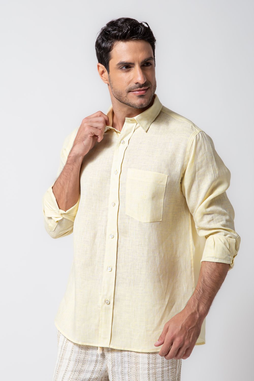 Camisa Puro Linho Mescla ML Creme