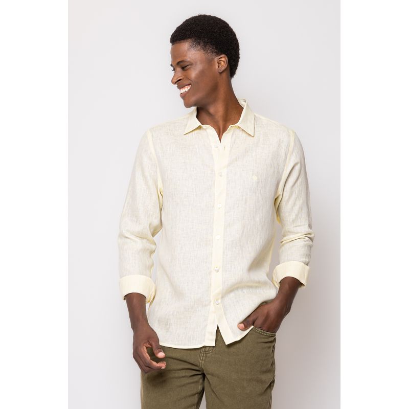 Camisa Slim Linho Mescla ML Creme