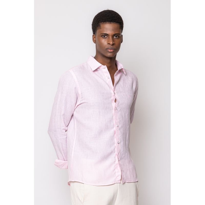 Camisa Slim Linho Mescla ML Rosa