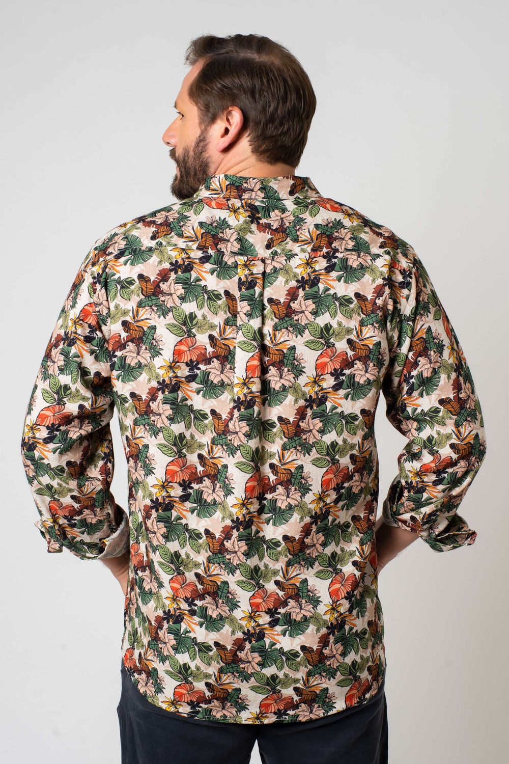 Camisa Estampada Linho c/ Modal ML Verde Escuro