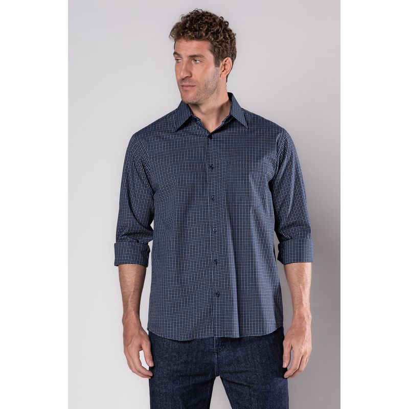 Camisa Xadrez em Algodão ML Azul Escuro