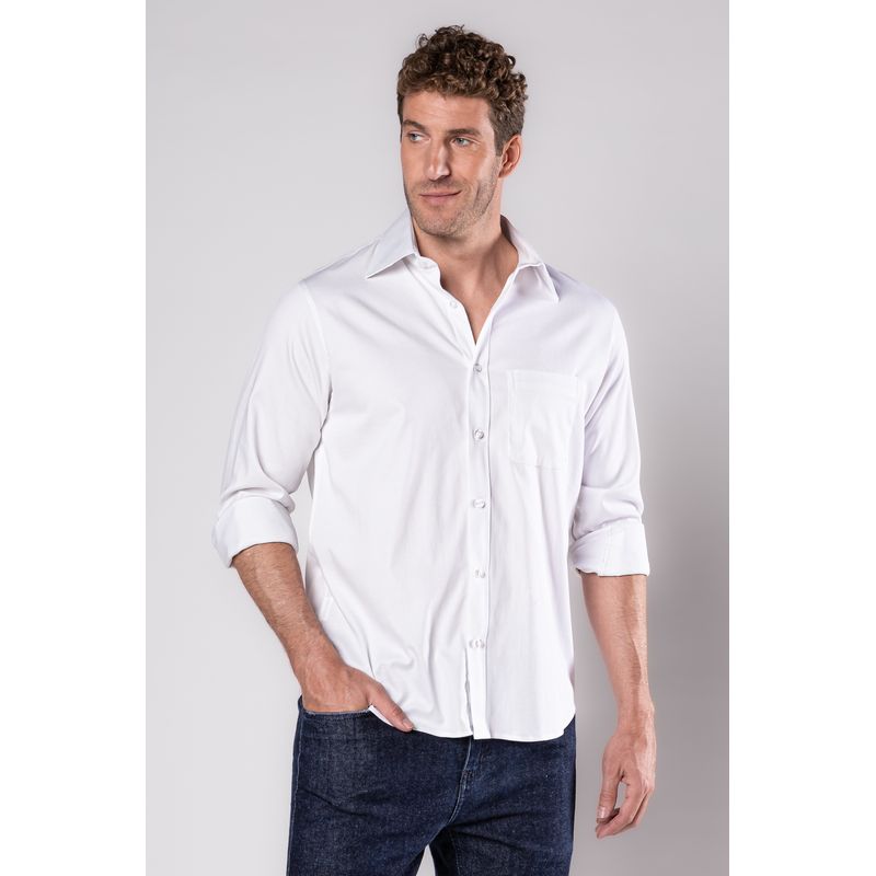 Camisa Social Algodão com Elastano Branco