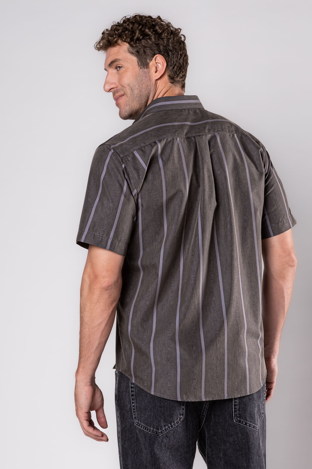 Camisa Estampada Microfibra com Viscose MC Preto