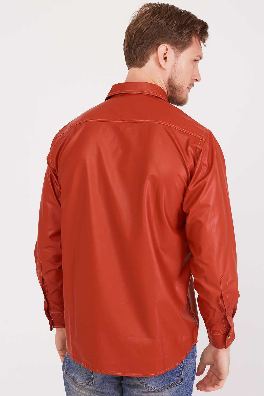 Camisa em Poliuretano PU Vermelho