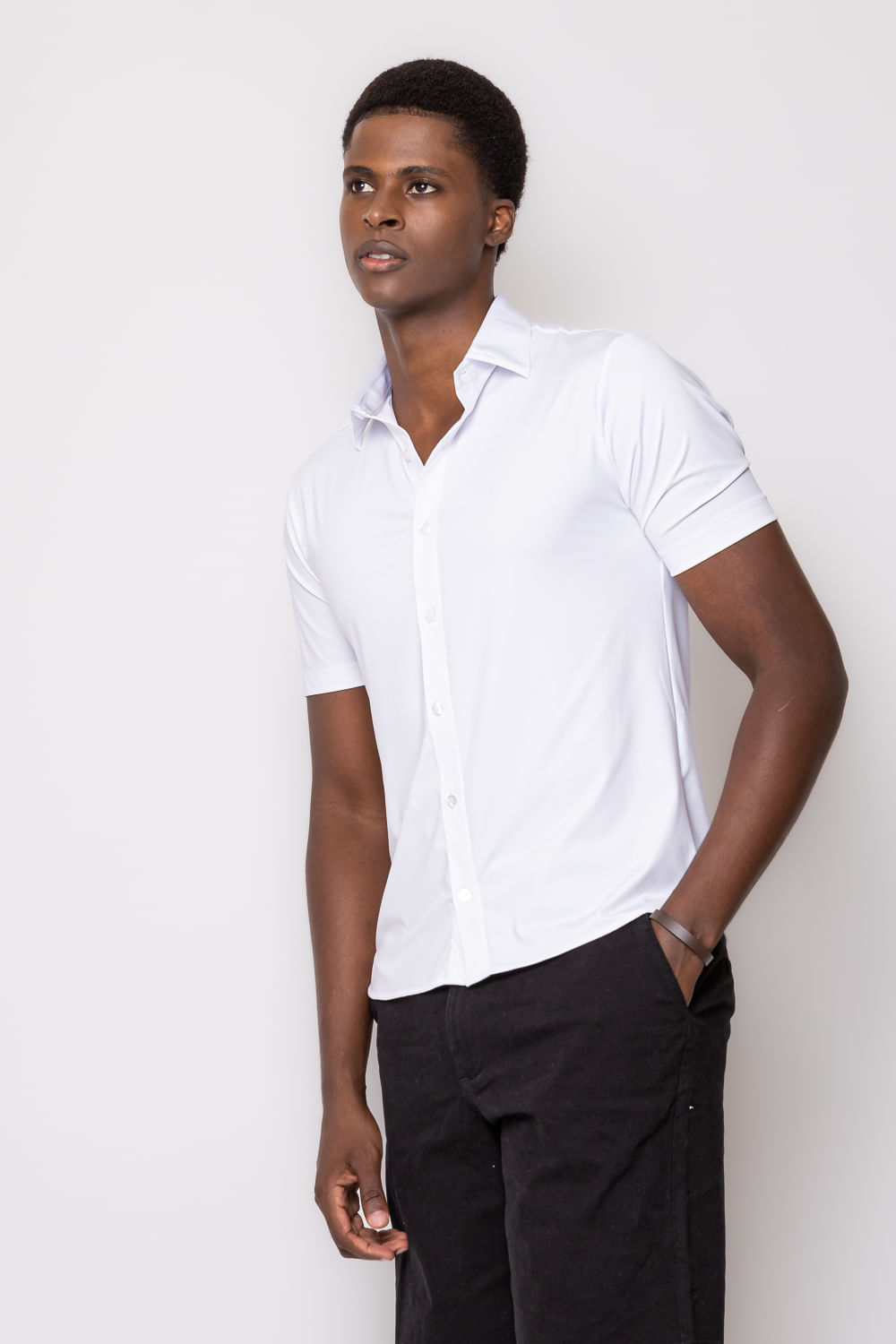 Camisa Slim Bi-Stretch MC Branco