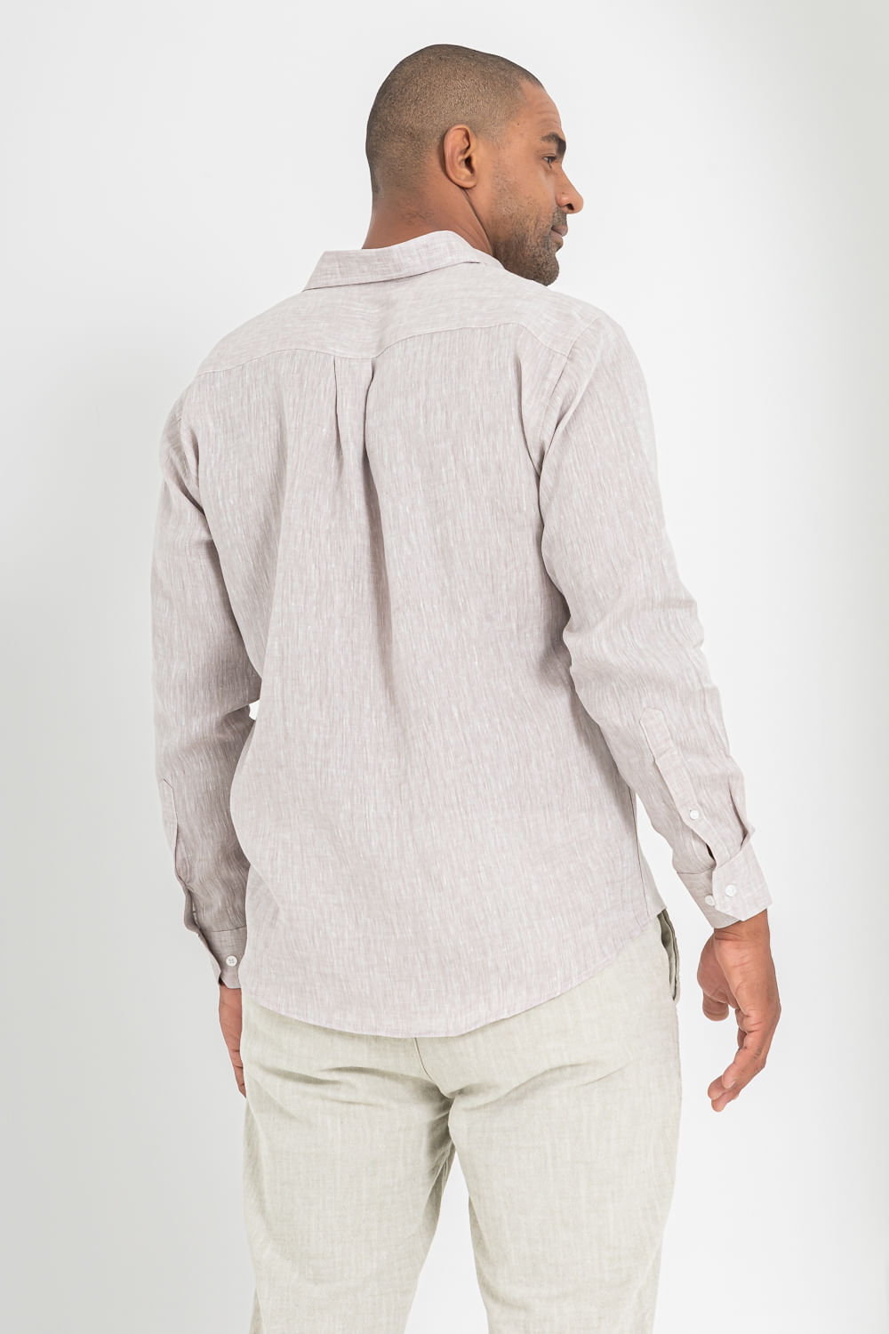 Camisa Puro Linho Mescla ML Marrom