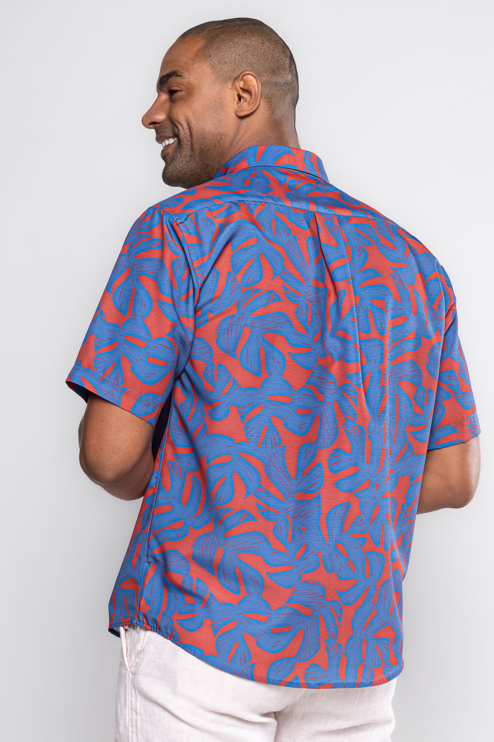 Camisa Estampada Microfibra MC Vermelho