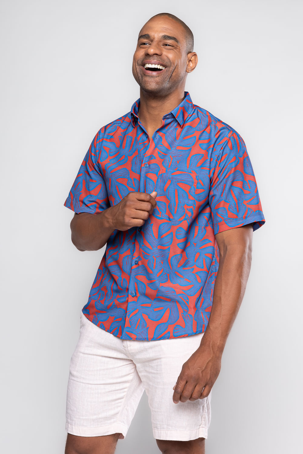 Camisa Estampada Microfibra MC Vermelho
